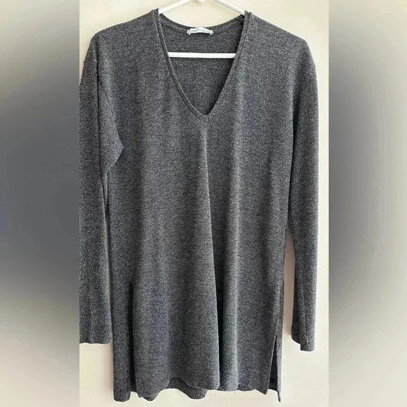 ZARA Grey and Silver Tunic Sweater, Long Sleeve Gothic Blouse, Size Medium - Picture 4 of 16